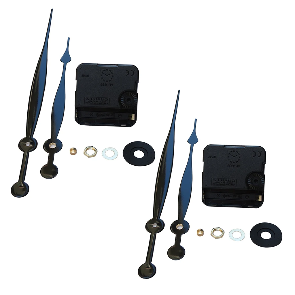 2 Pieces HR1688-28 Silent Mechanism Quartz Wall Clock Movement Repair Kit Long Hand with 28mm Shaft, Jump Second Movement