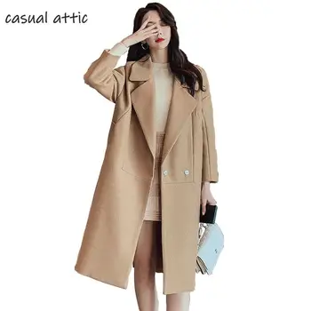 

Women Elegant Winter Wool Blend Overcoat Long Woolen Coat 2019 Autumn Winter Loose Plus Size Korean Coat Casacos Jacket Clothes
