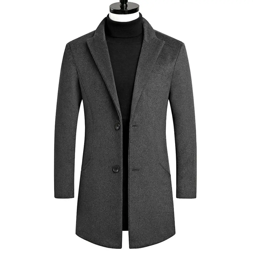 Мужские шерстяные пальто осень зима сплошной цвет Высокое качество Мужская шерстяная куртка Роскошная брендовая одежда#1212 - Цвет: Серый