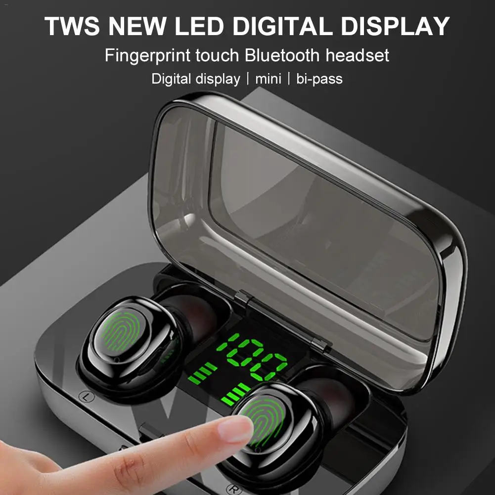 

Wireless Bluetooth Headset V5.0 XG23 TWS LED Display Sports Headphones 6D Stereo Earphones With Charging Box Dual Mic