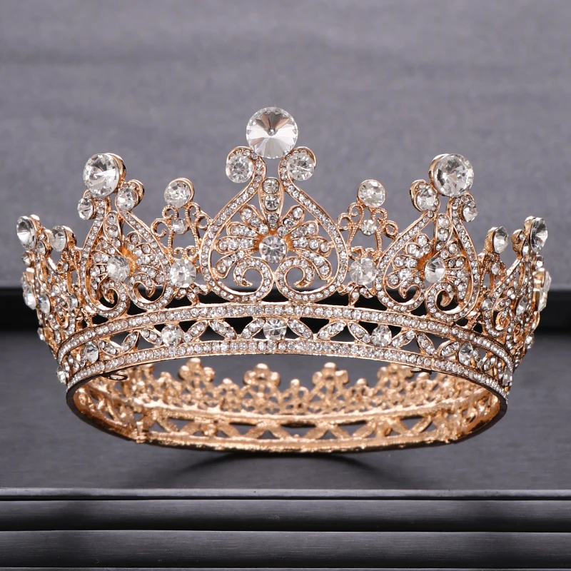 DRESHOW Corona da Donna Diadema Rotondo Principessa Corona Regina Barocca con Strass Scintillanti per Matrimonio Ballo Compleanno Pageant