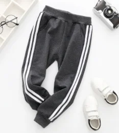 dark gray Детские повседневные брюки впитывает пот и Штаны спортивные штаны с эластичным поясом и средней посадки брюки стволы - Цвет: dark gray