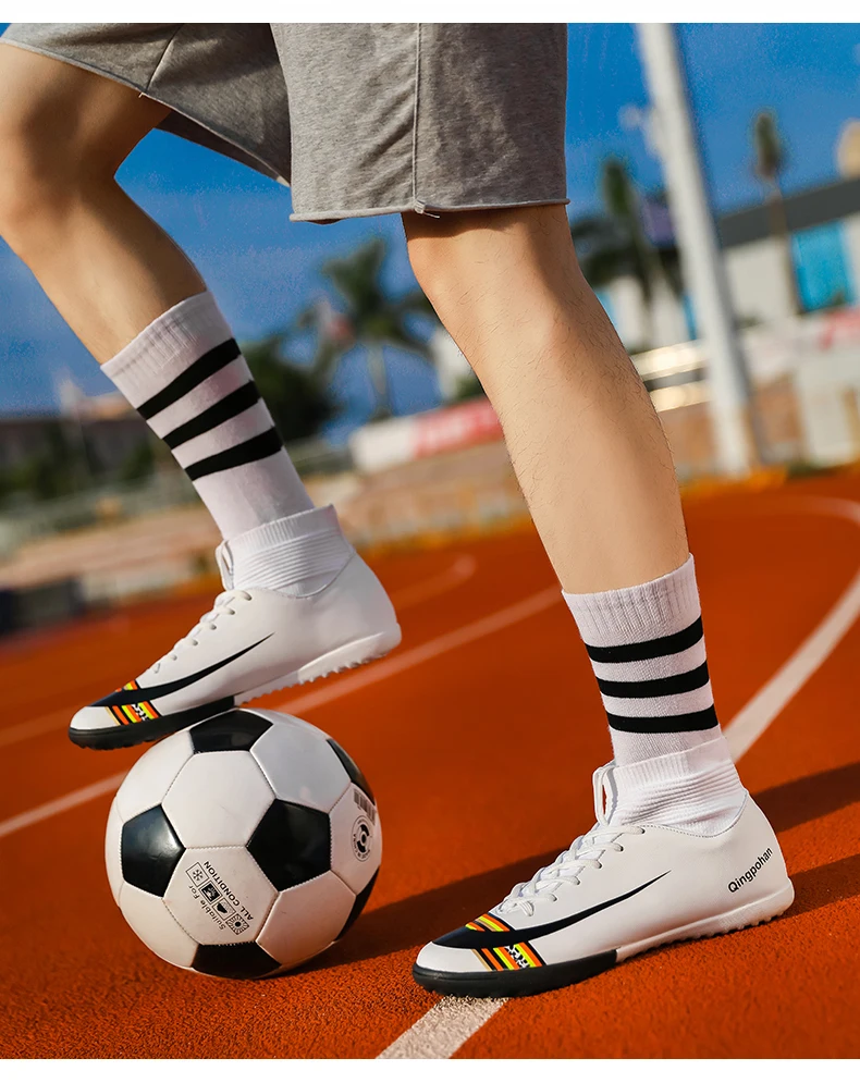 Мужские футбольные бутсы для использования в помещении Шипованная обувь футбольная обувь сверхтонкие высокие лодыжки тренировочные футбольные бутсы мужские кроссовки Chuteira Futelbol