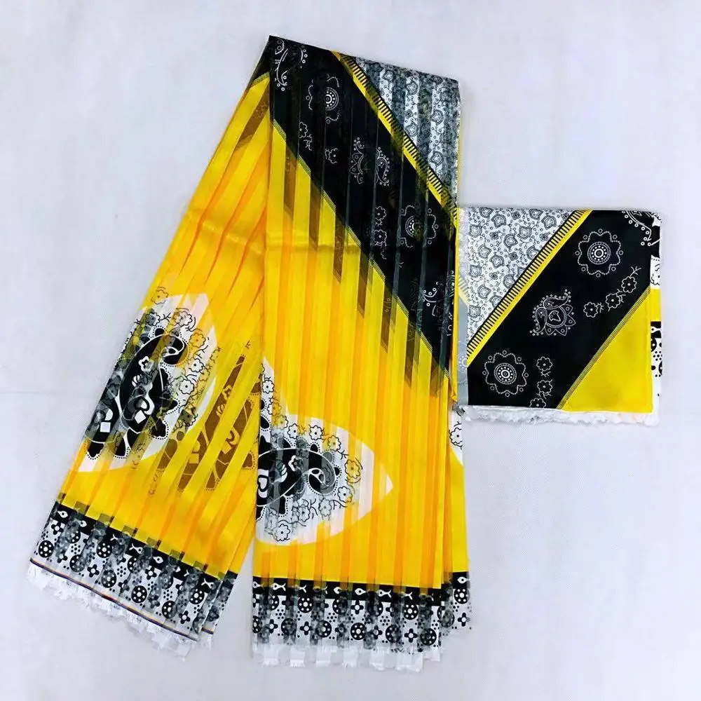 

New design african fabric high quality 2019 silk fabric set hot selling organza 6yards/set