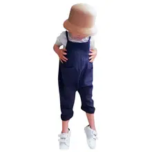 Однотонная верхняя одежда на подтяжках для маленьких мальчиков и девочек; сезон весна-осень; модные штаны; современный комбинезон с карманами; одежда высокого качества