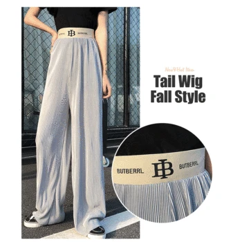 

New Spring Pleated Mop The Floor Pants Women's High Waist Loose Comfortable Fashion Wide Leg Pants Fashion Leisure Trousers