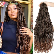 

X-TRESS Soft New Locs Crochet Hair Ombre Brown 18 24 Inch Long Dreadlocks Hair Synthetic Braiding Hair Extension for Black Women