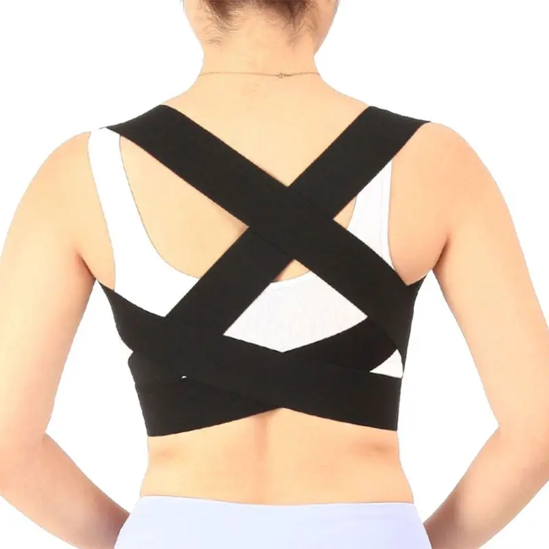 

Children Adult Posture Corrector Double Band Adjustable Elastic Back Brace Shoulder Orthosis Support Hunchback Belt Corset Q0KD