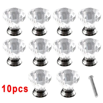 

10x Crystal Cupboard Cabinet Dresser Drawer Wardrobe Door Knobs Handle Pulls