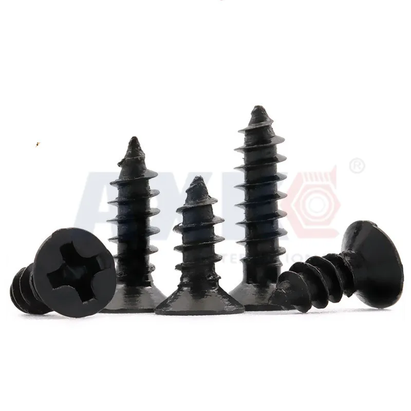 AXK 100pcs Self Tapping Screws M1.7 M2 M2.3 M2.6 M3 Laptop Screws Computer Screws Small Philips Pan Head Black Carbon Steel