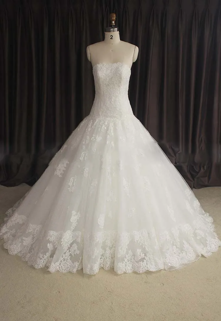 Vestido de noiva Casamento белое кружевное бальное платье без бретелек с аппликацией для невесты, платья для матери невесты