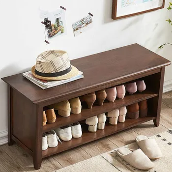

Solid wood shoes bench Nordic home stool shoe rack into the door can sit shoes bench porch test shoes stool