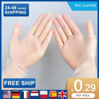 

50/100pcs Disposable Pvc Gloves Mittens Cleaning Work Finger Gloves Latex Protective Home Food For Safety Transparent