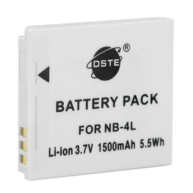 2PCS 1500mAh 3.7V NB-4L DSTE NB4L Battery LCD Dual Charger for Canon IXUS 40 30 50 55 S5 WA60 TX1 DS4 SD960 IS 255 HS Camera