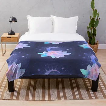 

moon lotus flower Blanket Wool Flannel Plush Blanket Bedspread For office Sherpa Blanket Couch Quilt Cover Travel