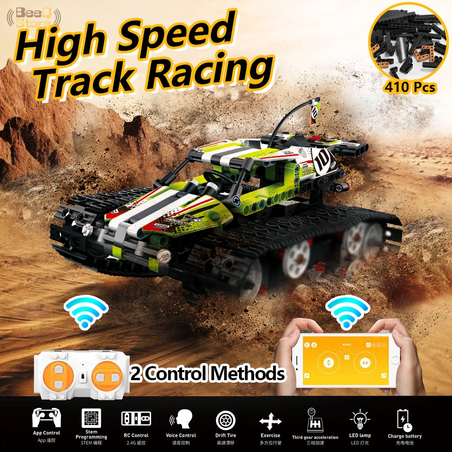 

Remote Control Building Blocks Car Set RC Tracked Racer Building Blocks High Speed Cars Learning STEM Toys for Kids Educational