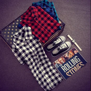 

MODA VELOCE Men Mixed Plaid Shirt Men Shirt Summer Casual Beach Shirts Mens red shirts male