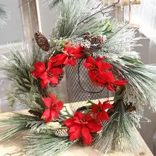 60 см настенный Рождественский венок Декоративные искусственные цветы для рождества вечерние Гирлянда для двери орнамент для домашнего магазина праздник A35