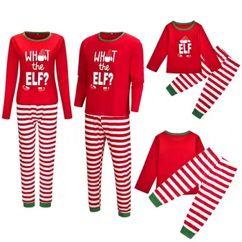 

3-8T 2020 Fall/Winter New Home Wear Pajamas Explosion Red Christmas Print Suit Parent-Child Wear For The Whole Family