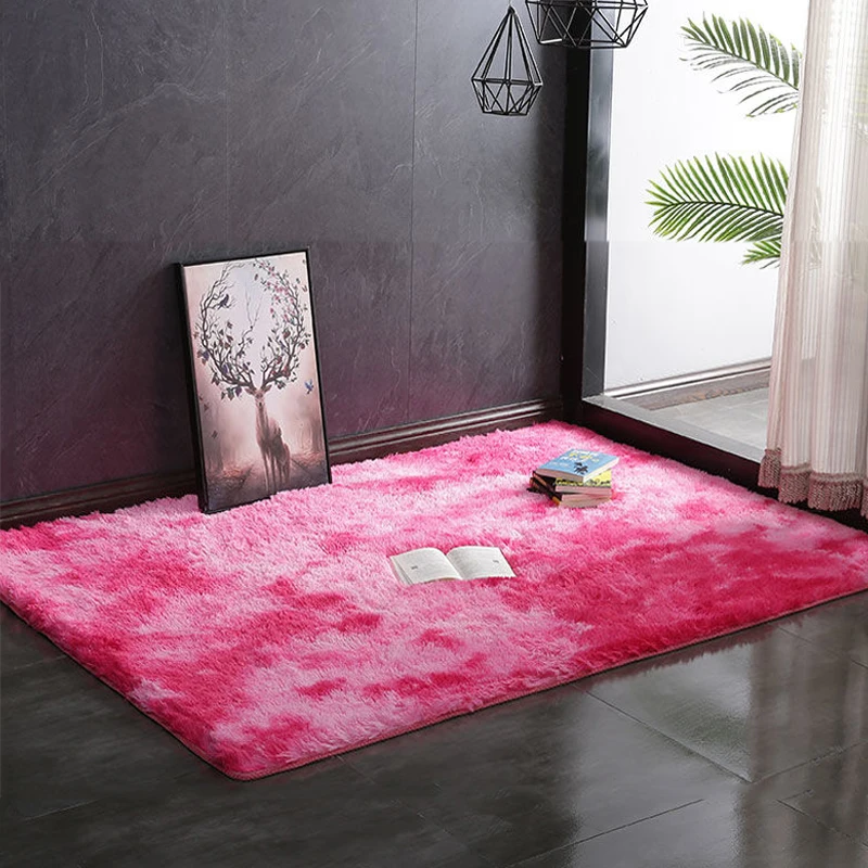 New Pink Carpet Dyeing Plush Soft Carpets Area rug For Living Room Bedroom Long Fluffy Anti-slip Floor Mats Child Bedroom Mat