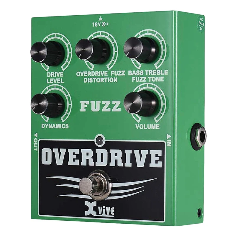 

XVIVE Guitar Pedal Overdrive Fuzz W2 Guitar Effect Pedal Bass Treble Control Dynamic Response Adjustable True Bypass