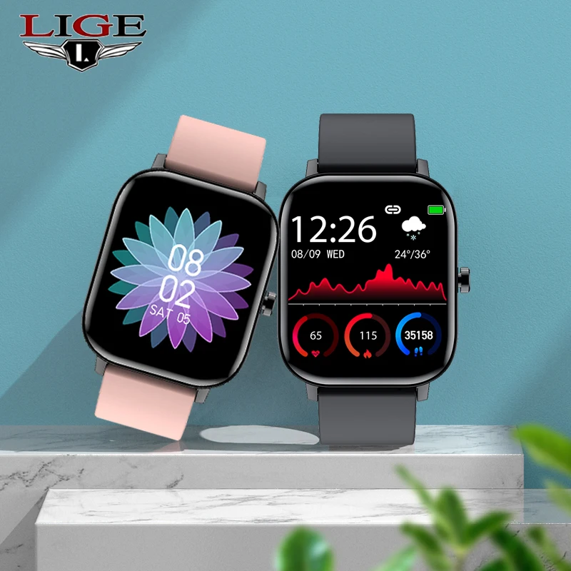 LIGE New Bluetooth Call Men Smart Watch Women Full Touch Fitness Tracker Blood Pressure Smart Women Smartwatch For Xiaomi Huawei 1