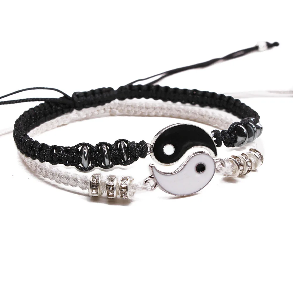 Pulsera de amiga, brazalete de cuerda ajustable Yin Yang, para la amistad, novio, novia, del Día de San Valentín, 1 par| Pulseras de amuleto| - AliExpress