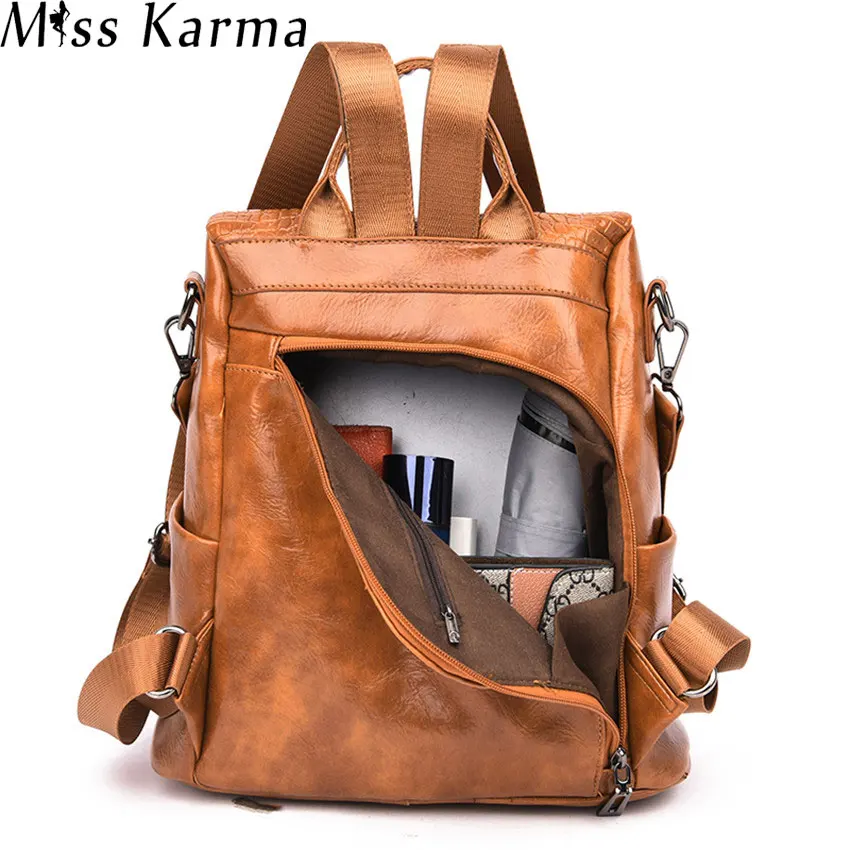Модные рюкзаки из кожи аллигатора, Женский Противоугонный Школьный рюкзак, повседневная школьная сумка для девочек