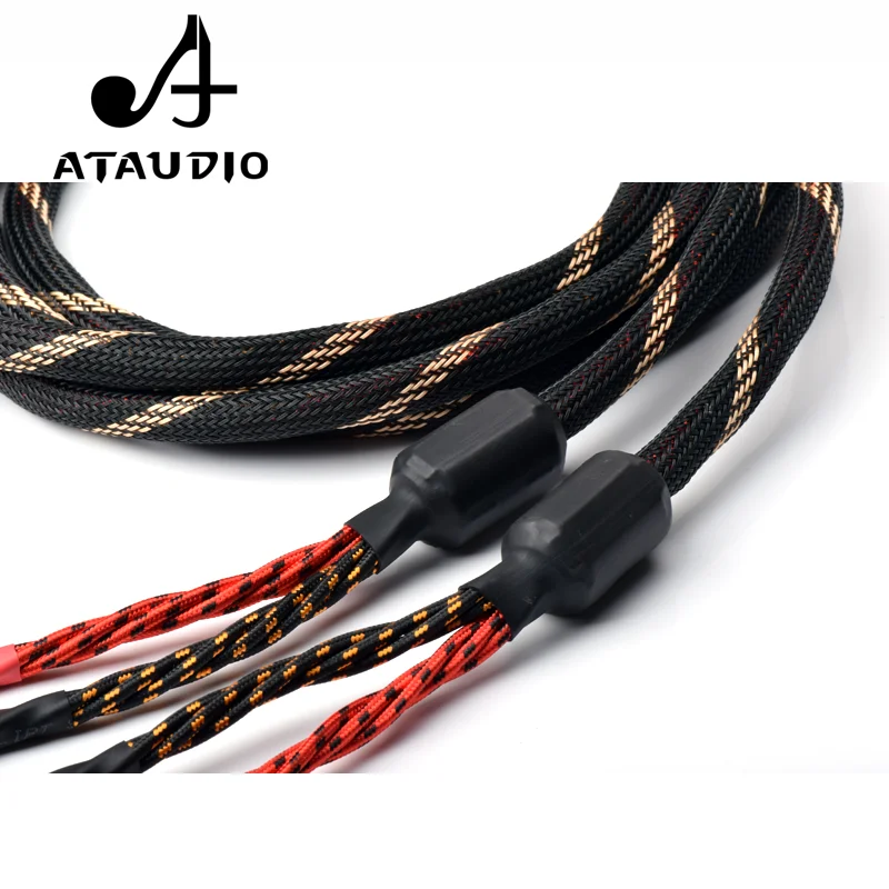 ATAUDIO HIFI 스피커 케이블 2개의 바나나 플러그가 있는 고품질 순수 구리 와이어 - 4개의 바나나 플러그