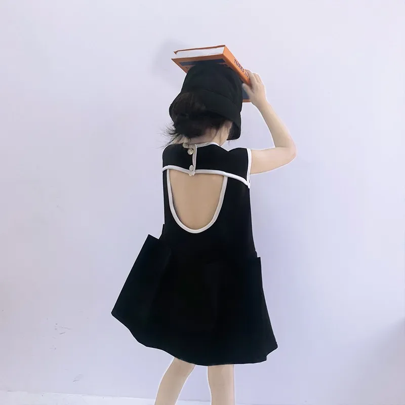 2022 Spring And Summer New Girls Dress Korean Sleeveless Vest Open Back Niche Design | Детская одежда и обувь