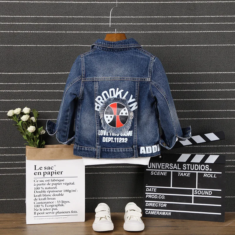 

Childrenswear Kids' Overcoat 2019 Spring New Style BOY'S Casual Tops Children Fashion Patterned Denim Jacket Fashion