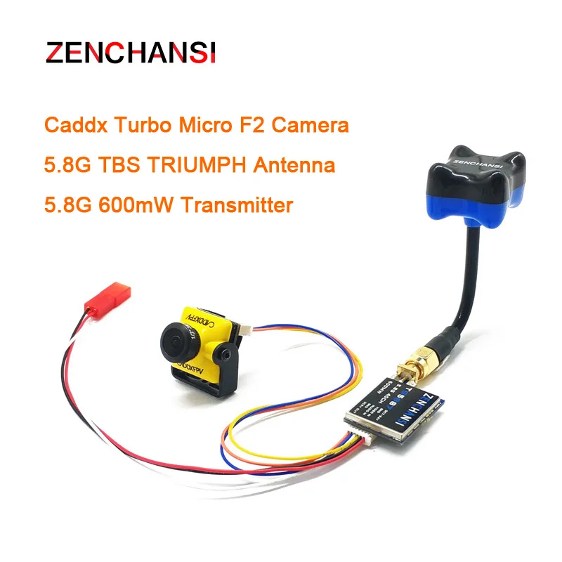 5.8G 40CH FPV video Transmitter 600mW DC 7-24V with Caddx Turbo Micro F2 CMOS 2.1mm 1200TVL FPV camera for RC Playing Drone