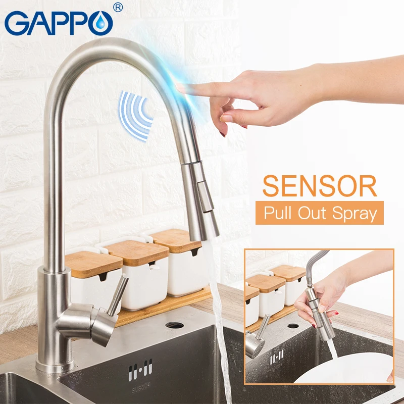  GAPPO Stainless Steel Touch Control Kitchen Faucets Smart Sensor Kitchen Mixer Touch Faucet for Kit - 33039651128