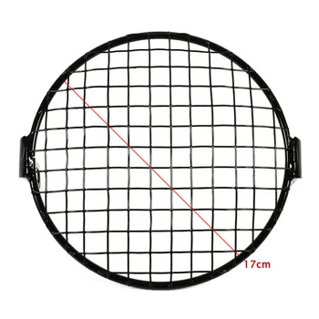 

170mm Metal Black Square Motorcycle Headlight Cover Mesh Grill Side Lamp Retro