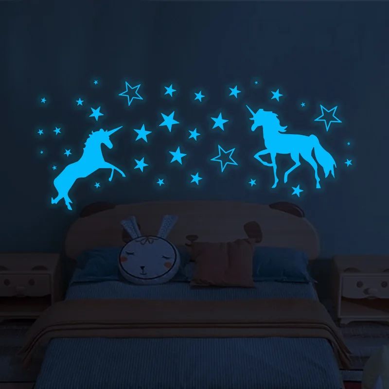 Luminous Blue Unicorn Wall Stickers