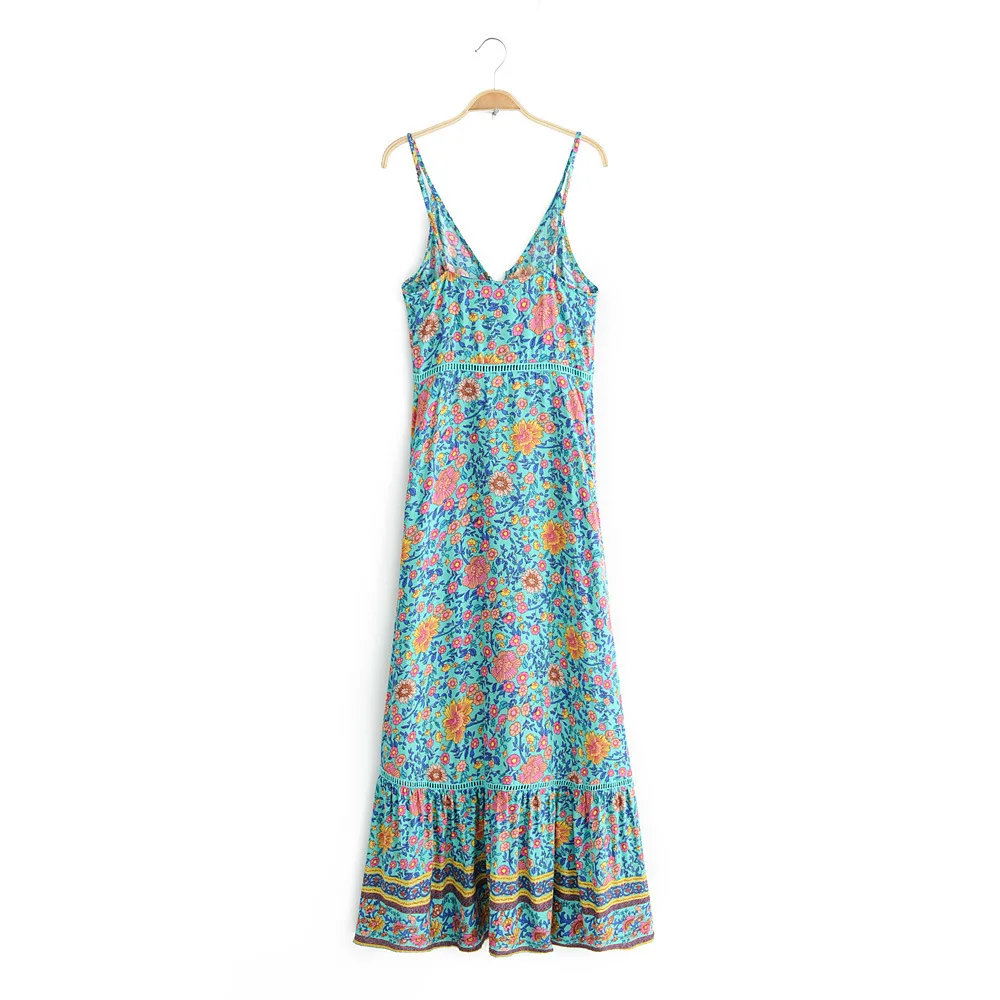 

2019 Western Style Autumn And Winter WOMEN'S Dress New Style Cotton Printed Lace Strapped Dress
