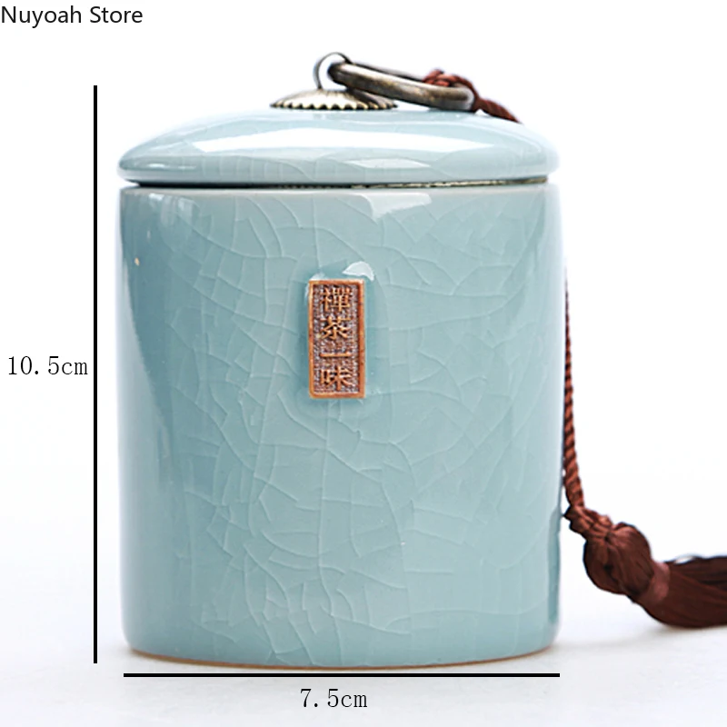 Household Tea Box Ceramic Pot Storage Sealed Pot Coffee Storage Living Room Coffee Table Decoration Kitchen Grain Dispenser Tea Tin Box Tea Canister Ceramic Storage Jar