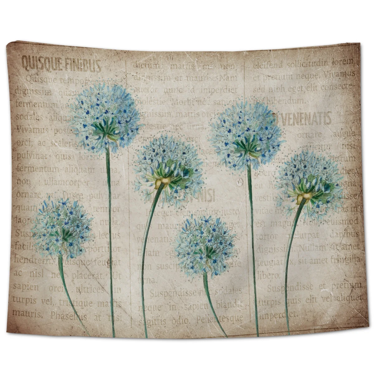 

Flowers In The Background Retro Newspapers Wall Decor Wall Decor Bedspread Coverlet Wall Art Curtain Sheet Scarf Throw Towel