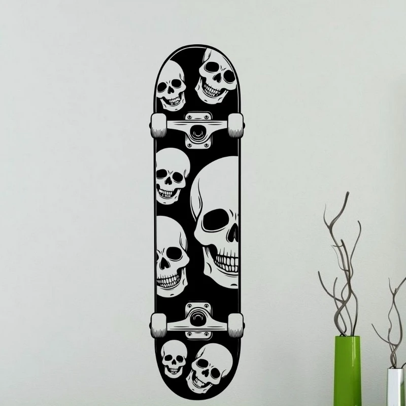 Roller Skating Skate Sticker Skateboard Skull Sports Decal Kids Room Posters Vinyl Pegatina Decor Mural Wall Decals Sticker