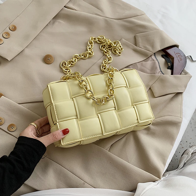 Woven Flap Crossbody bag 2021 Fashion New High quality PU Leather Women's Designer Handbag Chain Tote Shoulder Messenger Bag