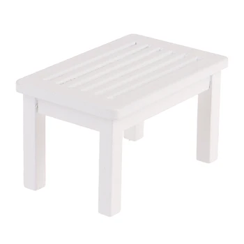 

1:12 Dollhouse Miniature White Wooden Tea Table Furniture Accessories Toys
