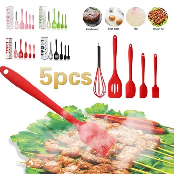 

5Pcs Silicone Kitchenware Cooking Utensils Set Heat Resistant Kitchen Non-Stick Cooking Utensils Baking Tools With Box Dropship