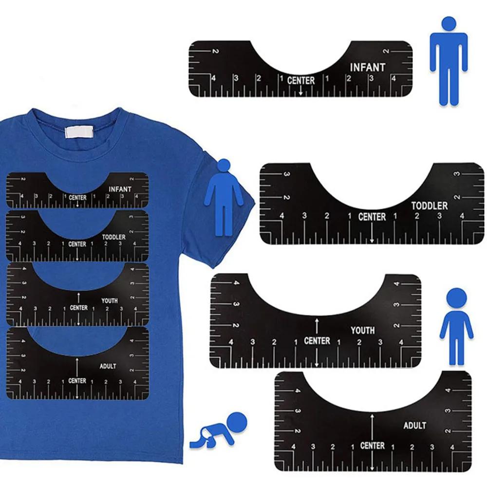 4pcs T-Shirt Ruler Guide, T-Shirt Ruler Guide For Vinyl Alignment, Premium  T-Shirt Rulers To Center Designs, Professional T-Shirt Ruler Guide