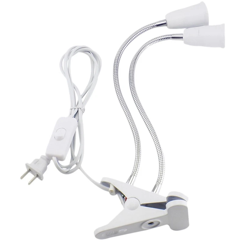 

E27 Led Grow Light Dual Heads Clip on Flexible Extension Bulb Lamp Holder Plug, Us Plug