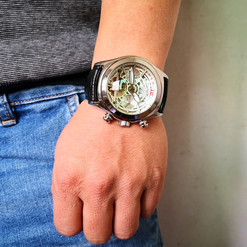 Уникальные часы для мужчин люксовый бренд скелет лицо маховик автоматические механические наручные часы для мужчин кожа Montre Homme Hodinky