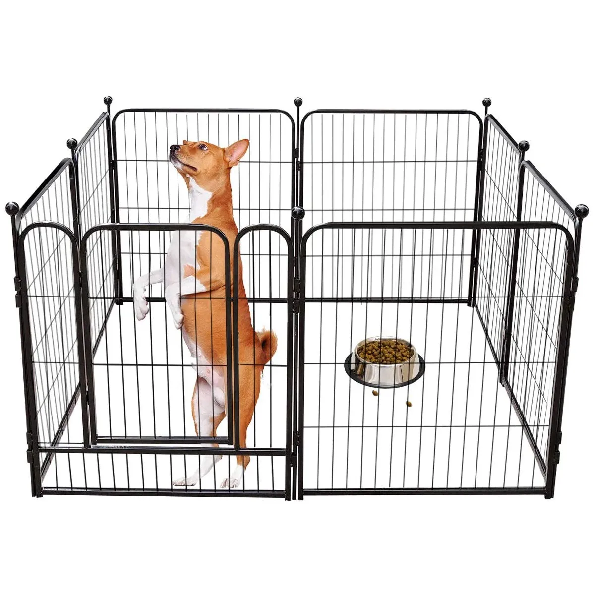 8 Panels 40"h Pet Playpen Iron Large Puppy Pen Fence Dog Kennel House