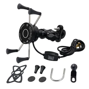 

Motorrad Handy Clip Aluminium Legierung Handy Halter QC3.0 Schnelle Ladung Drahtlose USB Dual Handy Halterung