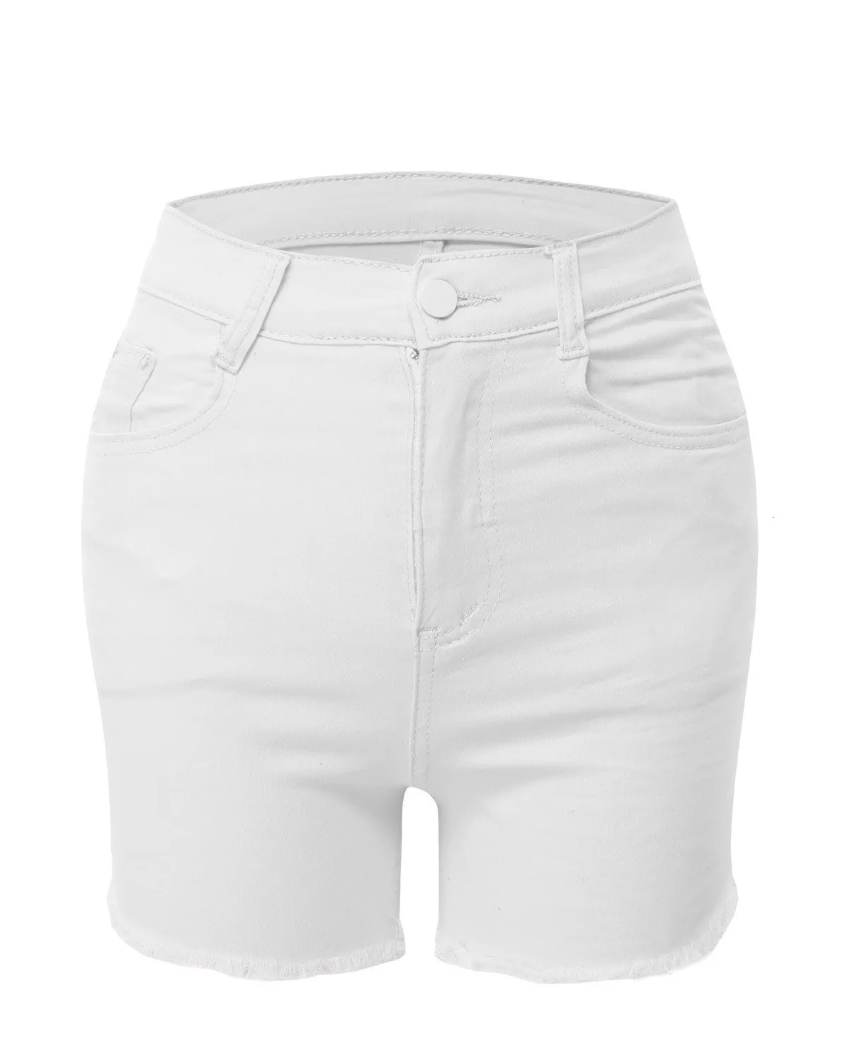 Высокая талия джинсовые шорты для женщин сплошной цвет карман Bodycon короткие Feminino кисточкой летние короткие джинсы