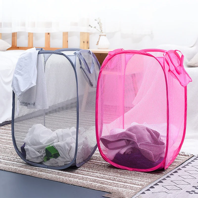 Foldable Laundry Baskets Pop Up Easy Open Mesh Laundry Clothes Hamper