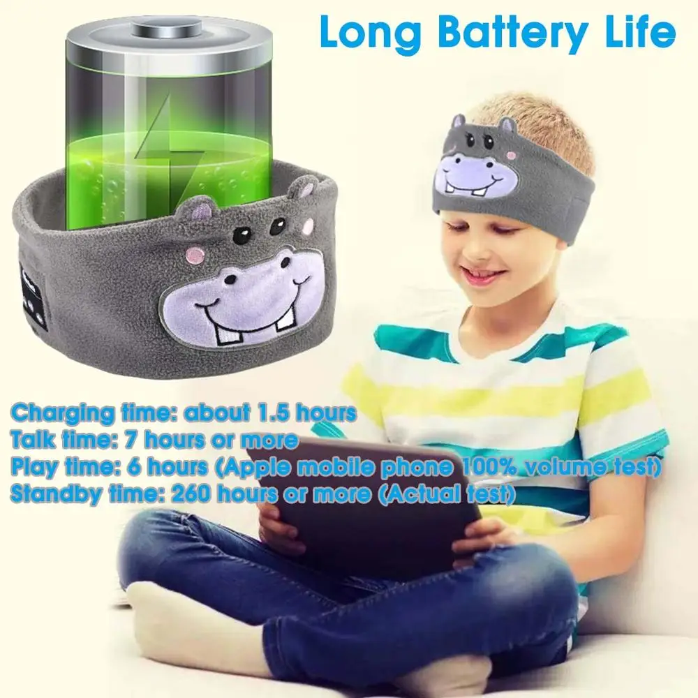 JINSERTA Cute Kid Bluetooth Headphone Sleep Mask Bluetooth 5 0 Stereo Music Player Support Handsfree Soft Headband for Phone